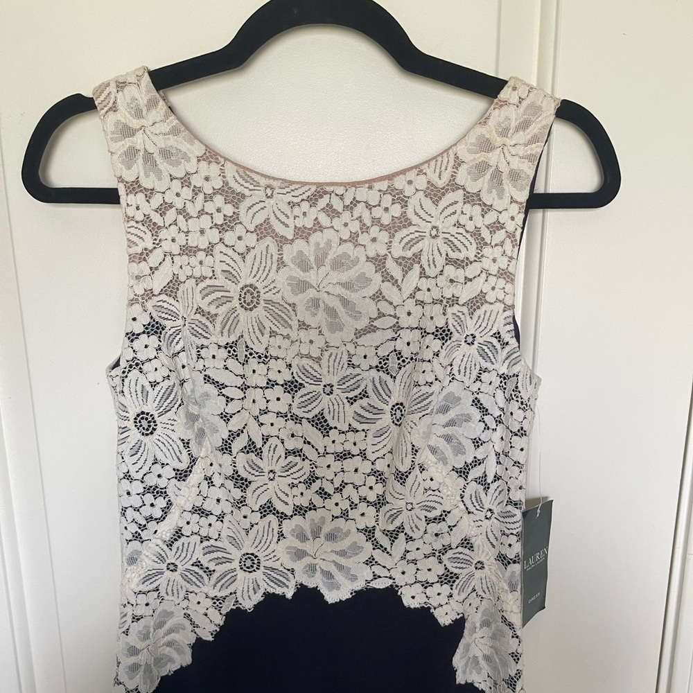 Sz 0 Ralph Lauren NWT Navy and white dress